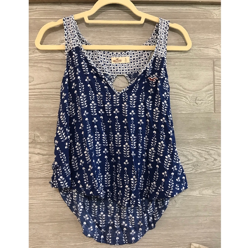 Hollister blue & white tank top